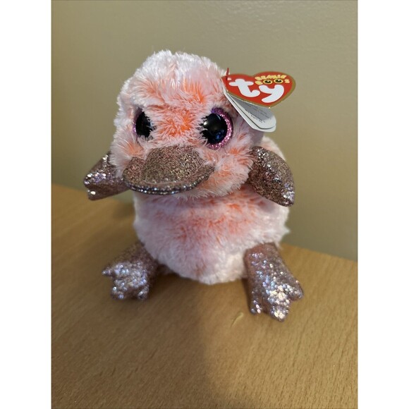 Ty Silk Beanie Boos Pink Silver Glitter Platypus 8” Plush Stuffed Animal Toy NWT - Picture 1 of 9